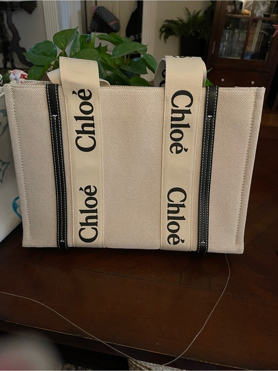 Handbags - Beige Canvas Logo Tote
